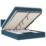 Cumpara ieftin Cadru de pat otoman cu saltea Albastru inchis 140x190cm catifea