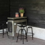 Scaun Bar Tractor Esschert Design Negru, Ajustabil, Rotativ, Fonta/Otel, 72-75cm, Suporta 100kg