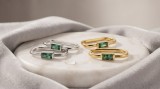 Cercei Huggie Dreptunghiulari din Argint 925 cu Zirconiu Verde Smarald