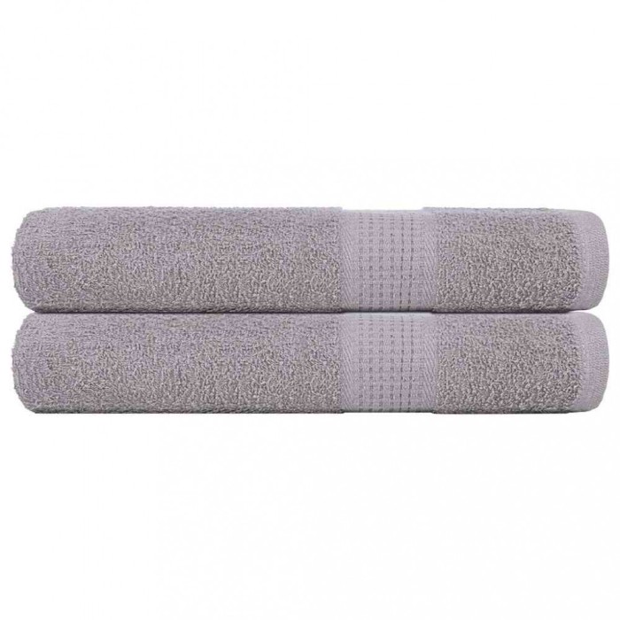 vidaXL Prosoape 2 buc Gri 100x200 cm 360 g/m&sup2; 100% bumbac 136842