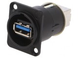 Reversible USB 3.0 Gender Changer - Black, Neutrik