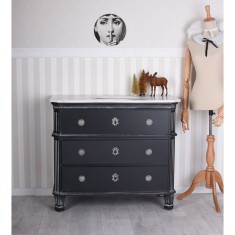 Lavoar din lemn masiv negru cu diverse decoratiuni FRF117
