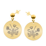 Flora - Cercei personalizati buchet flori banut cu tija din argint 925 placat cu aur galben 24K, Bijubox