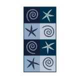 Prosop de plaja, 150x70 cm, Bumbac, Albastru cu forme marine, ATU-V9597