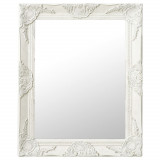 Oglindă de perete &icirc;n stil baroc, alb, 50 x 60 cm