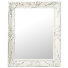 vidaXL Oglindă de perete &icirc;n stil baroc, alb, 50 x 60 cm 320316