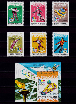 RO 1994 LP 1336+1337 &amp;quot;JO de iarna , Lillehammer&amp;quot; , serie+colita 288 , MNH foto