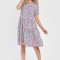 Rochie Medie V283, cu Imprimeu MicroFloral Roz - L