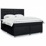 Gossi pat box spring cu saltea, negru, 180x200 cm, catifea