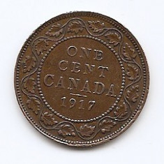 Canada 1 Cent 1917 - George V (with "DEI GRA") Bronz, 25.5 mm KM-21