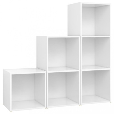 Set de dulapuri TV, 3 piese, alb, lemn prelucrat foto