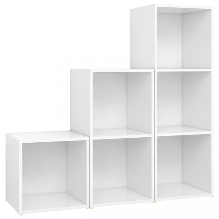 Set de dulapuri TV, 3 piese, alb, lemn prelucrat