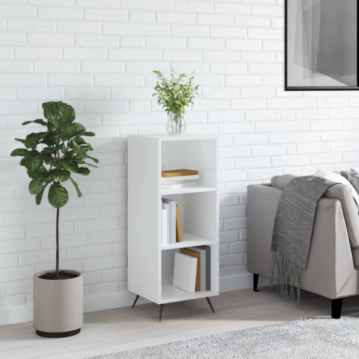 vidaXL Dulap cu rafturi, alb extralucios, 34,5x32,5x90cm lemn compozit