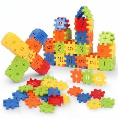 Set de construit cu piese patrate, realizat din plastic multicolor, pentru copii, 220 piese foto