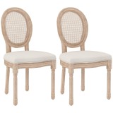 HOMCOM Set de 2 scaune de sufragerie, scaune de bucătărie, design vintage, aspect &icirc;mpletitură Wiener, natural + crem | Aosom Romania