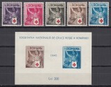 1941 LP 145 LP 146 CRUCEA ROSIE SERIE+COLITA NEDANTELATA USOARA URMA SARNIERA, Nestampilat