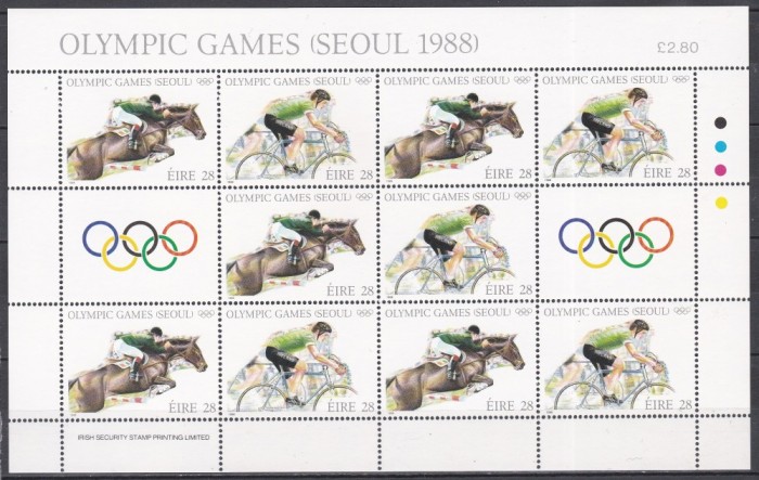 Irlanda 1988 - Jocurile Olimpice - Seul, MC 5 serii + 2 viniete, MNH