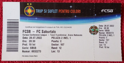 Bilet meci fotbal FCSB - FC SABURTALO (28.07.2022) foto