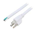 Cablu de alimentare 3x14AWG NEMA 5-15, 5 metri, alb
