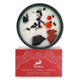 Lumanare din ceara de soia cu flori si cristale de agat negru si jasp rosu - Ylang Ylang si Patchouli - The Devil