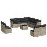 Set canapele de gradina cu perne, 12piese gri deschis poliratan