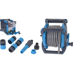 Tambur furtun de gradina 15 m cu suport de perete si accesorii , set complet pentru udare