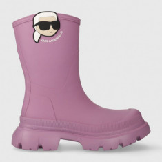 Karl Lagerfeld cizme TREKKA RAIN NFT femei, culoarea violet, KL43567