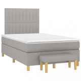 vidaXL Pat box spring cu saltea, gri deschis, 120x190 cm, textil 3270418