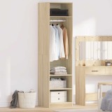 Șifonier vidaXL Stejar Sonoma 50x50x200 cm, Lemn, Maro, Dulap Haine cu 3 Compartimente, Bara Umerase, Mobilier Dormitor