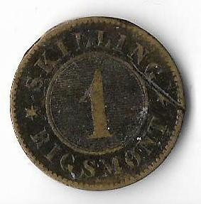 Moneda 1 skilling 1856 - Danemarca