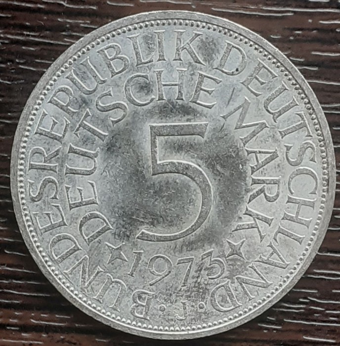 (A892) MONEDA DIN ARGINT GERMANIA - 5 MARK 1973, LIT j, 11,2 GRAME. PURITATE 625