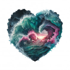 Sticker decorativ Inima in valuri, Multicolor, 52 cm, 5832ST