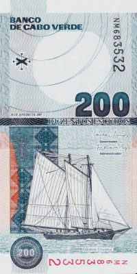 Bancnota Capul Verde 200 Escudos 2005 - P68 UNC foto