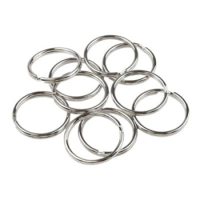 Set 10 Inele metalic universal pentru chei, fara lant, diametru exterior 24 mm - Argintiu foto