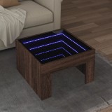 Cumpara ieftin Măsuță de cafea cu LED infinity, stejar maro, 50x50x30 cm