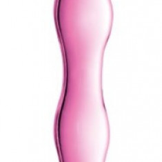Dildo Glossy No 10, Sticla Ultra Rezistenta, Roz, 17 cm