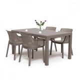 Cumpara ieftin Set mobilier de grădină Evody 4+1 cappuccino