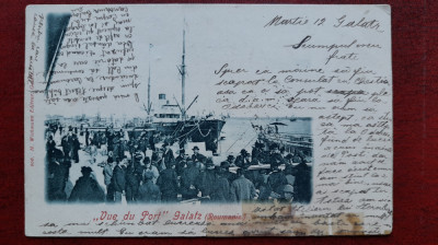 Galatz-1906-Vedere din port,vapoare,debarcader,animatie-C.P.circ.- RARA foto