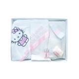 Cumpara ieftin Trusou Botez, 6 Piese cu Text Imprimat "Cu drag de la nasi", Roz, Hello Kitty - TB140