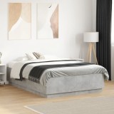 VidaXL Cadru de pat, gri beton, 135x190 cm, lemn prelucrat 3209740