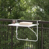 vidaXL Masă Suspendată pentru Balcon Alb 60 x 39 x 65 cm Oțel