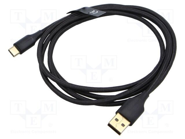 Cablu USB 2.0 VENTION 1,5m USB A la USB C aurit negru textil