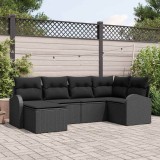 VidaXL Set de canapele pentru grădină cu pernă 6 pcs Negru Rattan poli