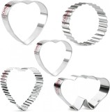 Set de 5 forme pentru prajituri Crethink, otel inoxidabil, argintiu, 8 x 7 x 2 cm