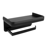 Suport de hartie igienica autoadeziv, Doua metode de instalare, Cu un raft in partea superioara, Pentru casa, magazin, bar, hotel, plastic dur, negru