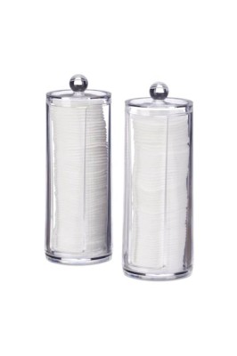 Set de 2 suporturi/organizatoare pentru dischete de bumbac, acrilice, transparente, 19 x 6,5 cm foto