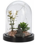 Decoratiune luminoasa Buddha w plant, 14x14x17 cm, ciment, gri