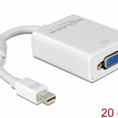 Adaptor mini Displayport la VGA pasiv Alb T-M, Delock 65130