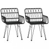 Scaune de gradina cu cotiere 2 buc. negru 56x64x80 cm ratan PE