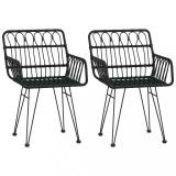 Cumpara ieftin Scaune de gradina cu cotiere 2 buc. negru 56x64x80 cm ratan PE